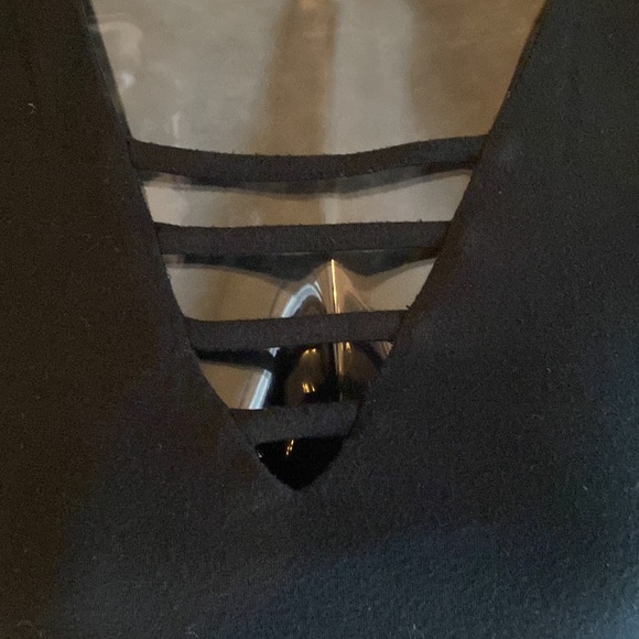 INC black t-shirt tunic with peekaboo v-neck. Sz L - Picture 2 of 6